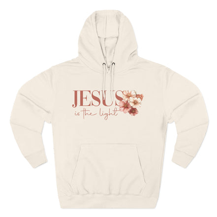 Jesus Is the Light Floral Cross Hoodie — Christian Faith Graphic Hoodie