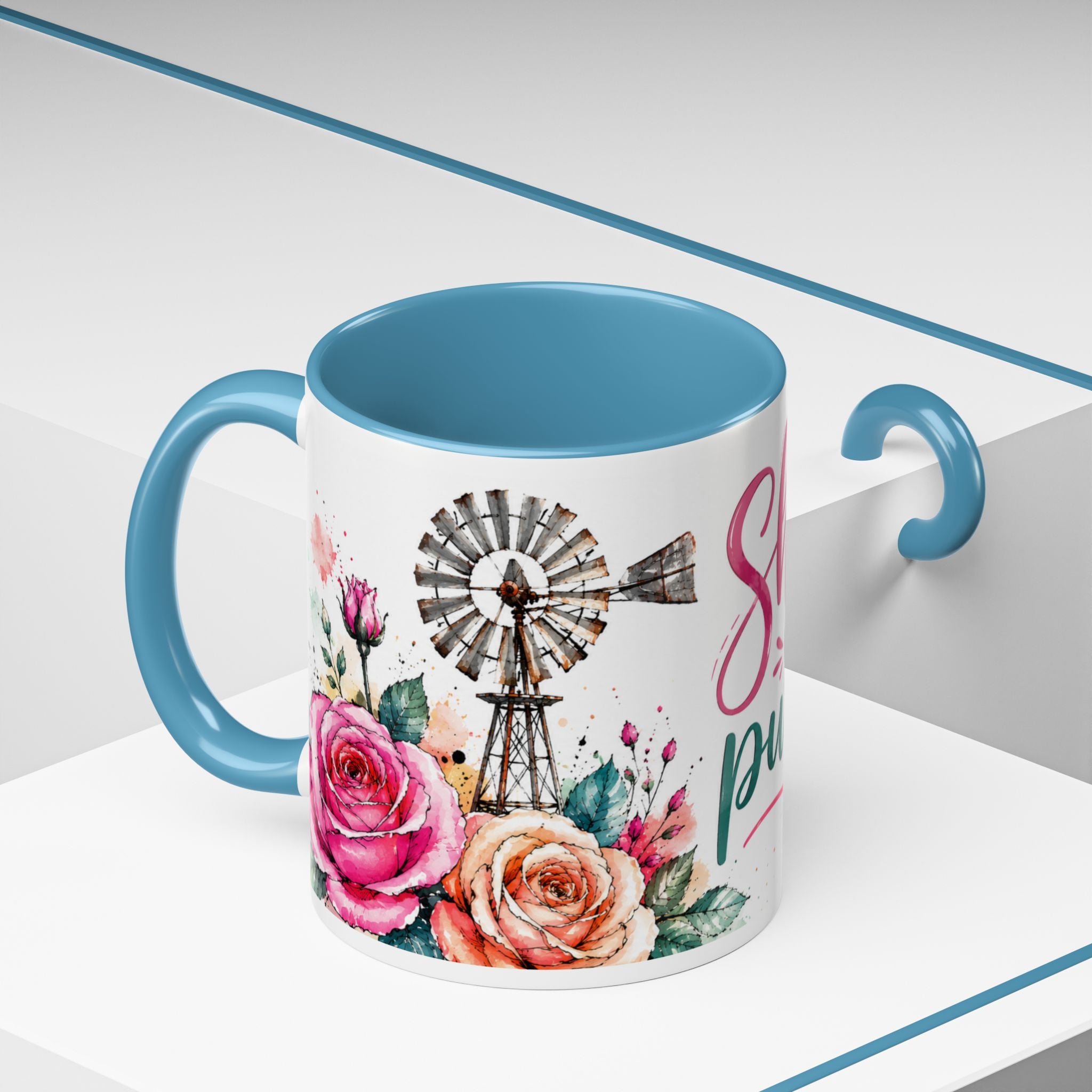 Shine With Purpose Floral Accent Coffee Mug — Inspirational 11oz Ceramic