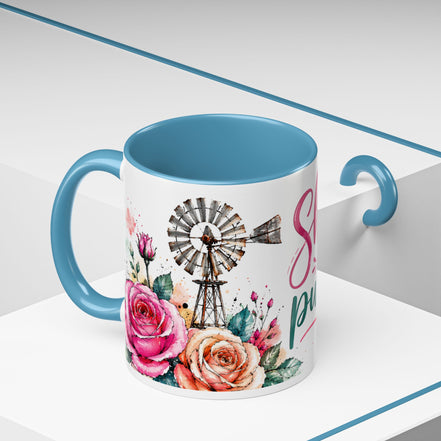 Shine With Purpose Floral Accent Coffee Mug — Inspirational 11oz Ceramic