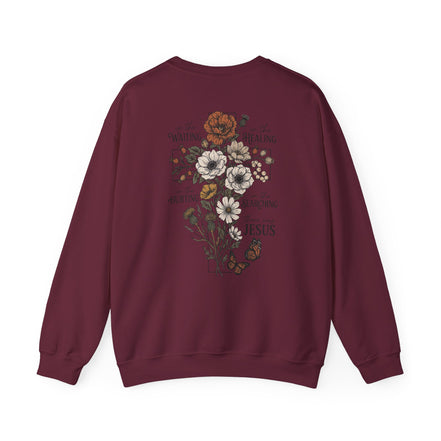 Religious Floral Cross - Inspirational Heavy Blend™ Crewneck Sweatshirt