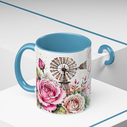Faith Coffee Mug (11oz) — "Trust God's Timing" Floral Accent Mug
