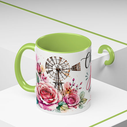 Choose Joy Floral Coffee Mug – Inspirational Pink Rose Accent Mug (11/15oz)