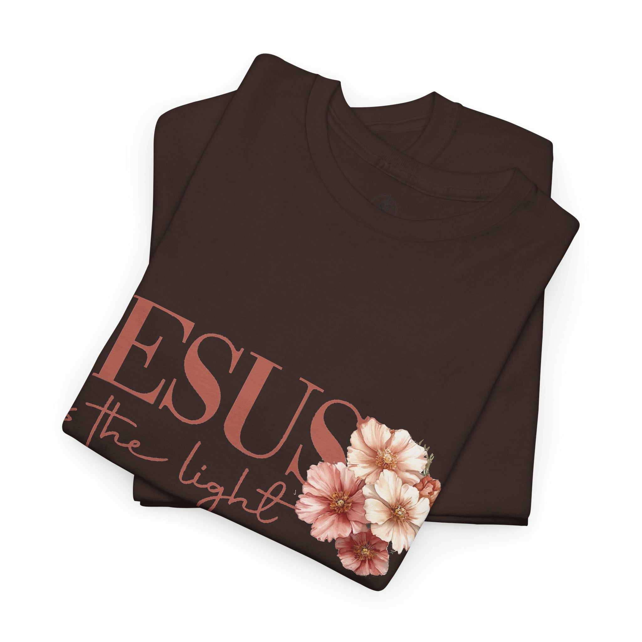 Jesus Is the Light T-Shirt — Floral Cross Christian Tee