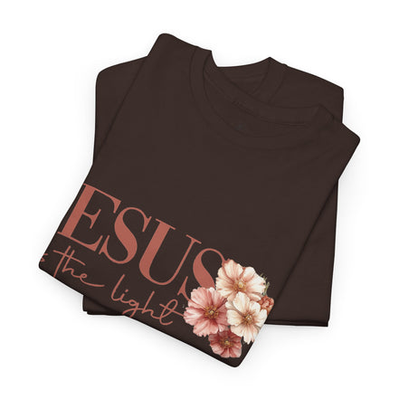 Jesus Is the Light T-Shirt — Floral Cross Christian Tee
