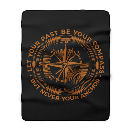 Men's Compass Inspirational Sherpa Blanket — "Let Your Past Be Your Compass" Motivational Throw