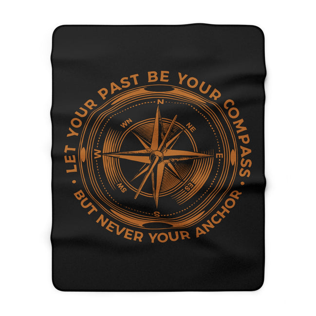 Men's Compass Inspirational Sherpa Blanket — "Let Your Past Be Your Compass" Motivational Throw