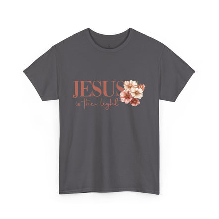 Jesus Is the Light T-Shirt — Floral Cross Christian Tee