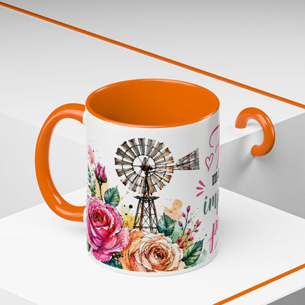 "Faith Makes the Impossible Possible" Coffee Mug — Floral Cross Inspirational Christian 110z
