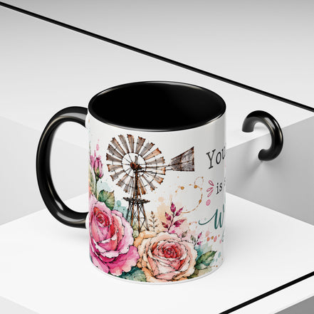 Inspirational Floral Accent Coffee Mug — “Your Story Is Still Being Written”