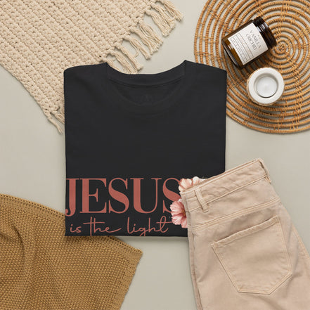 Jesus Is the Light T-Shirt — Floral Cross Christian Tee