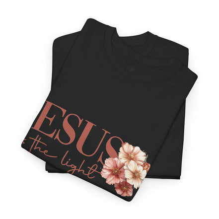 Jesus Is the Light T-Shirt — Floral Cross Christian Tee