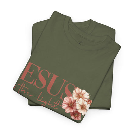Jesus Is the Light T-Shirt — Floral Cross Christian Tee