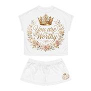 Women's Inspirational Short Pajama Sets- You Are Worthy
