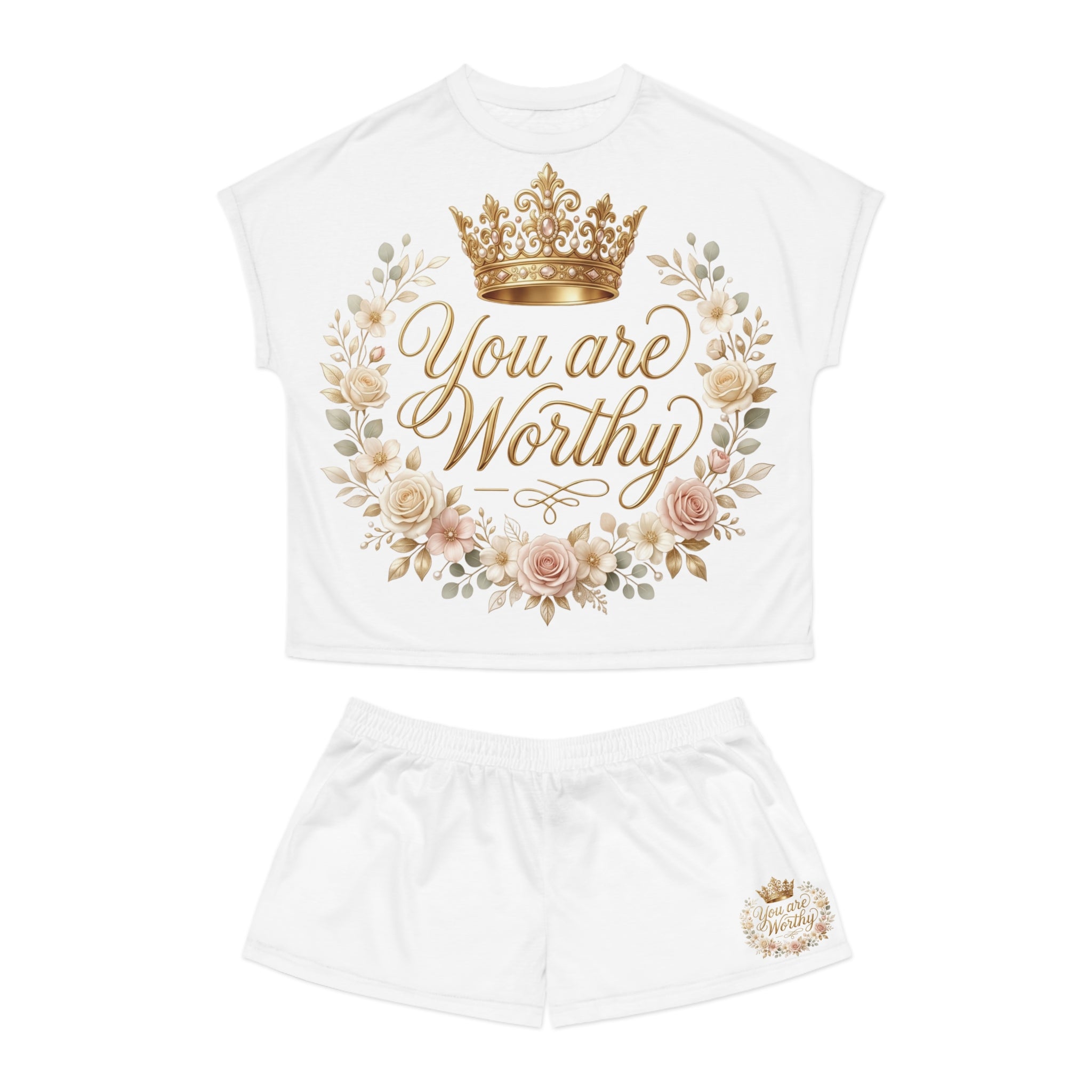 Women's Inspirational Short Pajama Sets- You Are Worthy