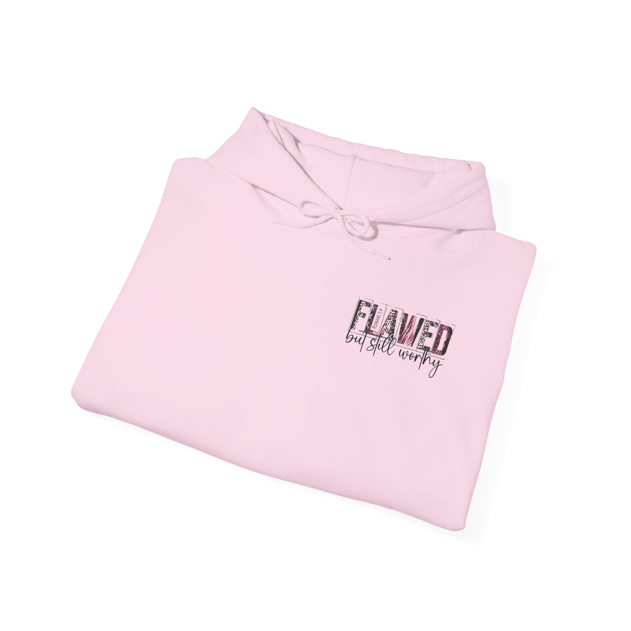 Flawed But Still Worthy Hoodie — Inspirational Women's Graphic Hoodie