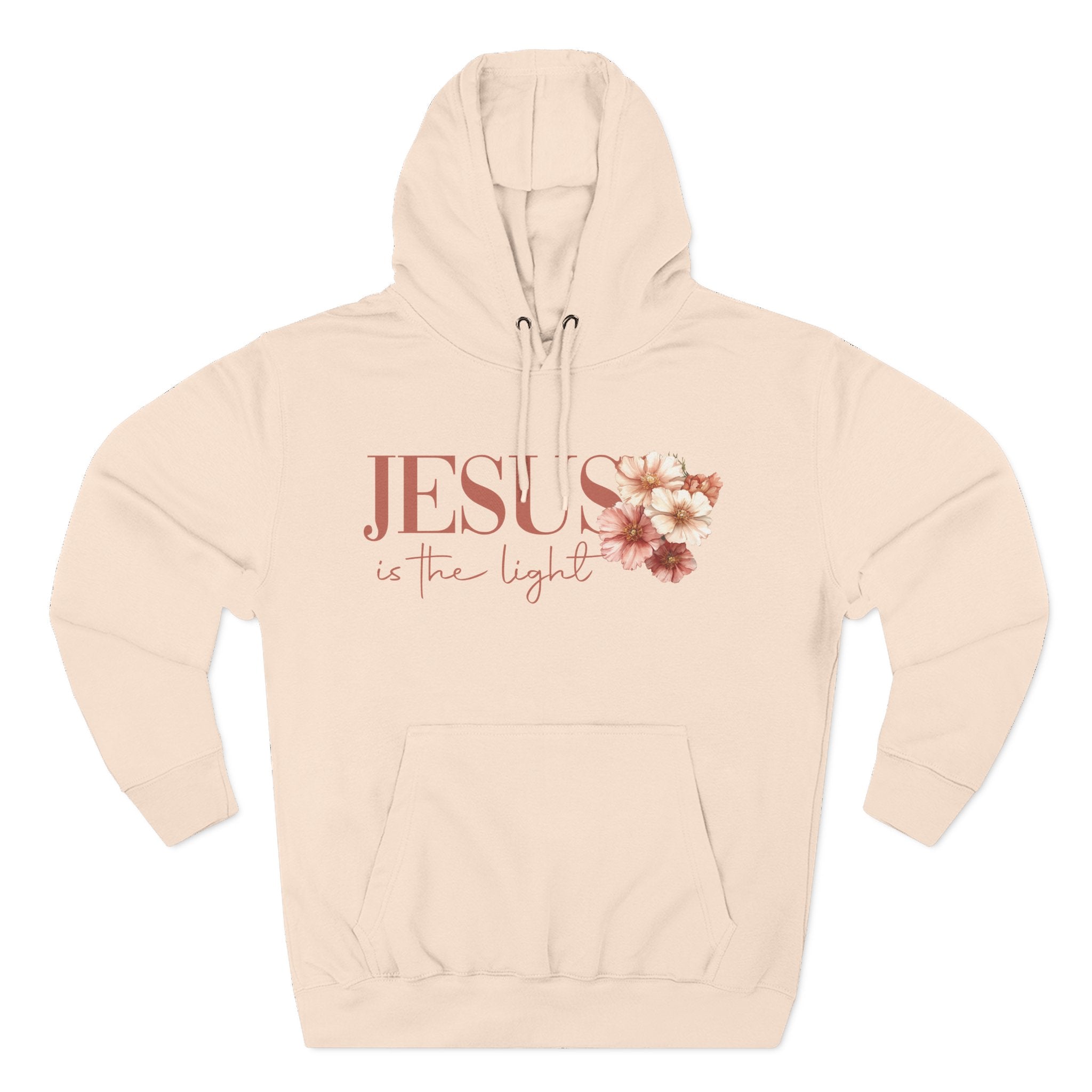 Jesus Is the Light Floral Cross Hoodie — Christian Faith Graphic Hoodie