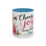 Choose Joy Floral Coffee Mug – Inspirational Pink Rose Accent Mug (11/15oz)
