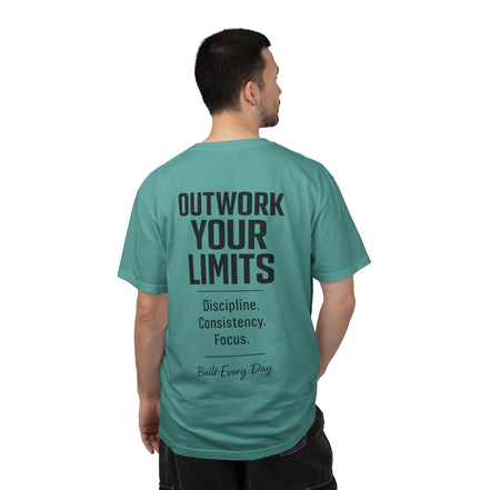 Men's No Days Off T-Shirt — "Outwork Your Limits" Motivational Gym Tee