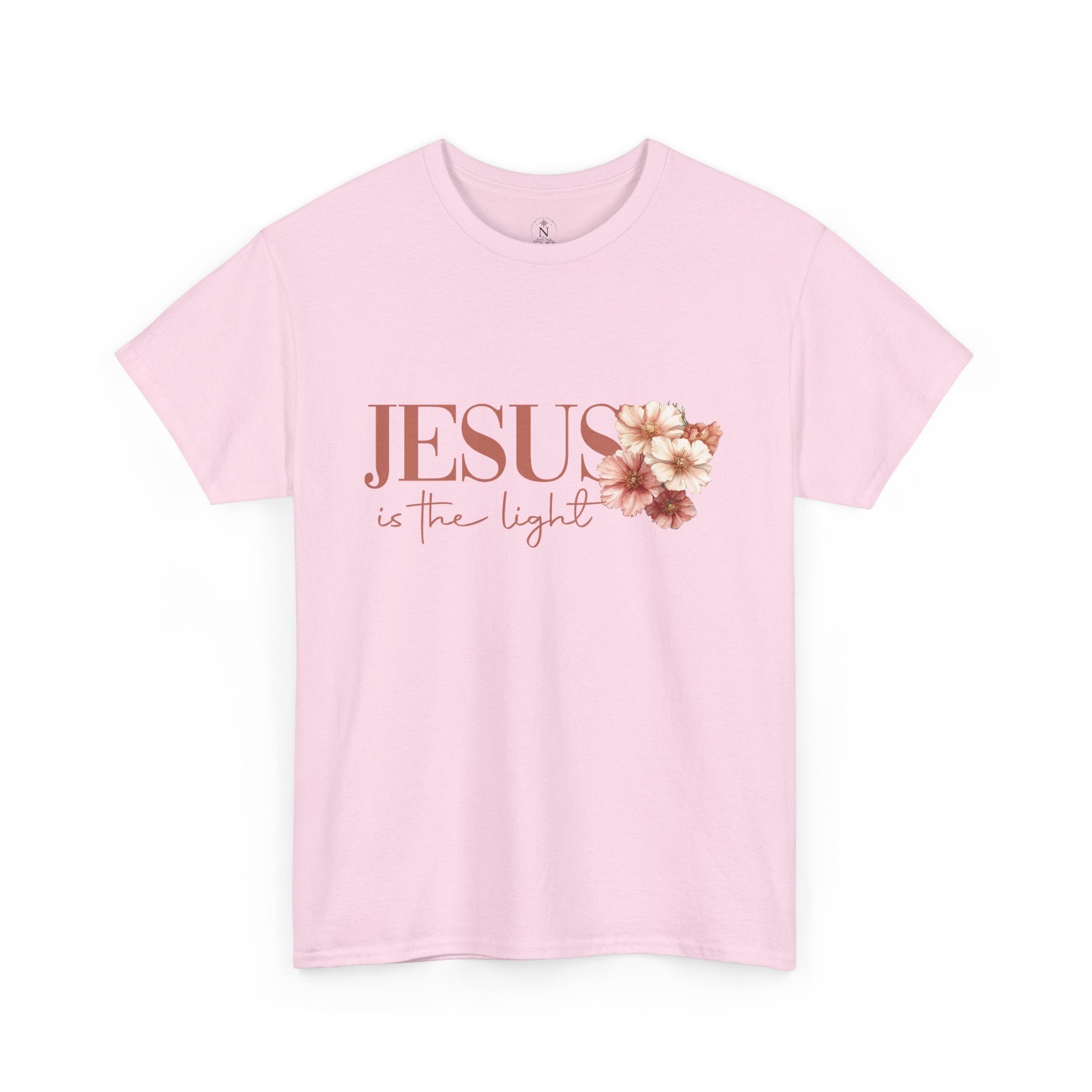 Jesus Is the Light T-Shirt — Floral Cross Christian Tee