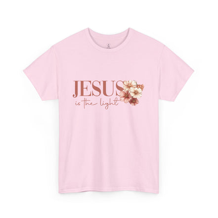 Jesus Is the Light T-Shirt — Floral Cross Christian Tee