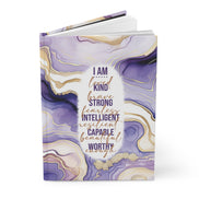 Affirmation Hardcover Journal — I Am Kind, Brave, Strong (Purple Marble)