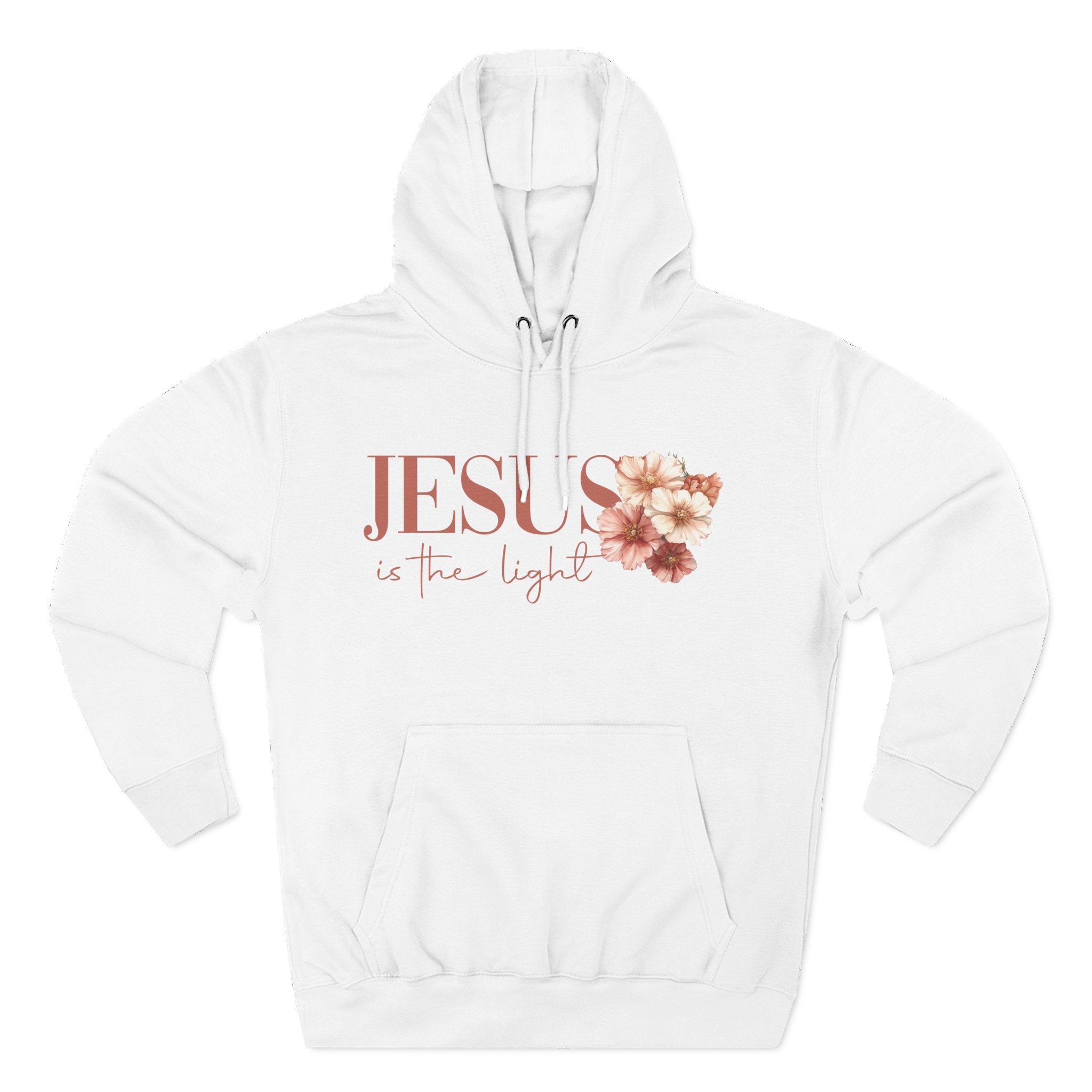 Jesus Is the Light Floral Cross Hoodie — Christian Faith Graphic Hoodie