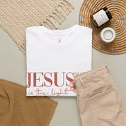 Jesus Is the Light T-Shirt — Floral Cross Christian Tee