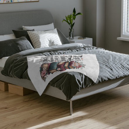 Book Lover Blanket – “There’s No Such Thing as Too Many Books” Velveteen Throw