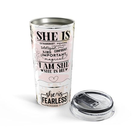 Inspirational 'She Is' 20oz Tumbler — Christian Encouragement Travel Mug