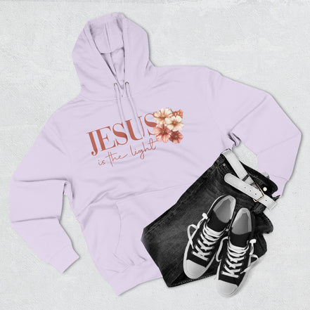 Jesus Is the Light Floral Cross Hoodie — Christian Faith Graphic Hoodie
