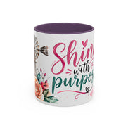 Shine With Purpose Floral Accent Coffee Mug — Inspirational 11oz Ceramic