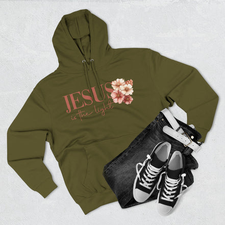 Jesus Is the Light Floral Cross Hoodie — Christian Faith Graphic Hoodie