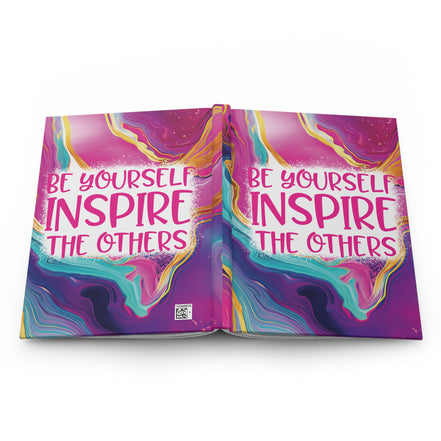 Inspirational Hardcover Journal — "Be Yourself, Inspire the Others" Marble Art