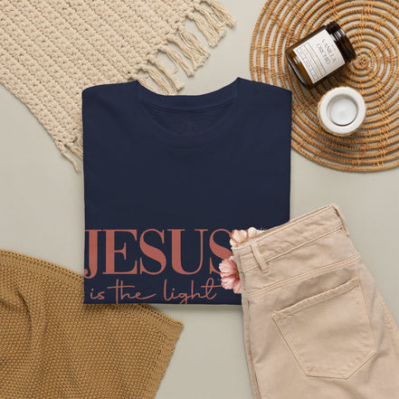 Jesus Is the Light T-Shirt — Floral Cross Christian Tee
