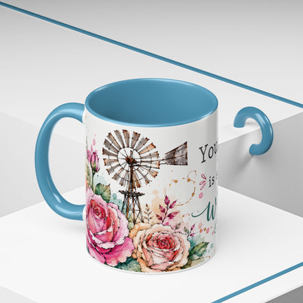 Inspirational Floral Accent Coffee Mug — “Your Story Is Still Being Written”