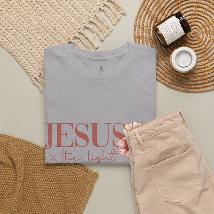 Jesus Is the Light T-Shirt — Floral Cross Christian Tee