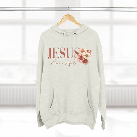 Jesus Is the Light Floral Cross Hoodie — Christian Faith Graphic Hoodie