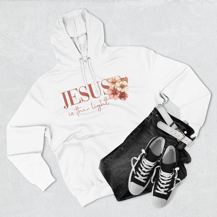 Jesus Is the Light Floral Cross Hoodie — Christian Faith Graphic Hoodie
