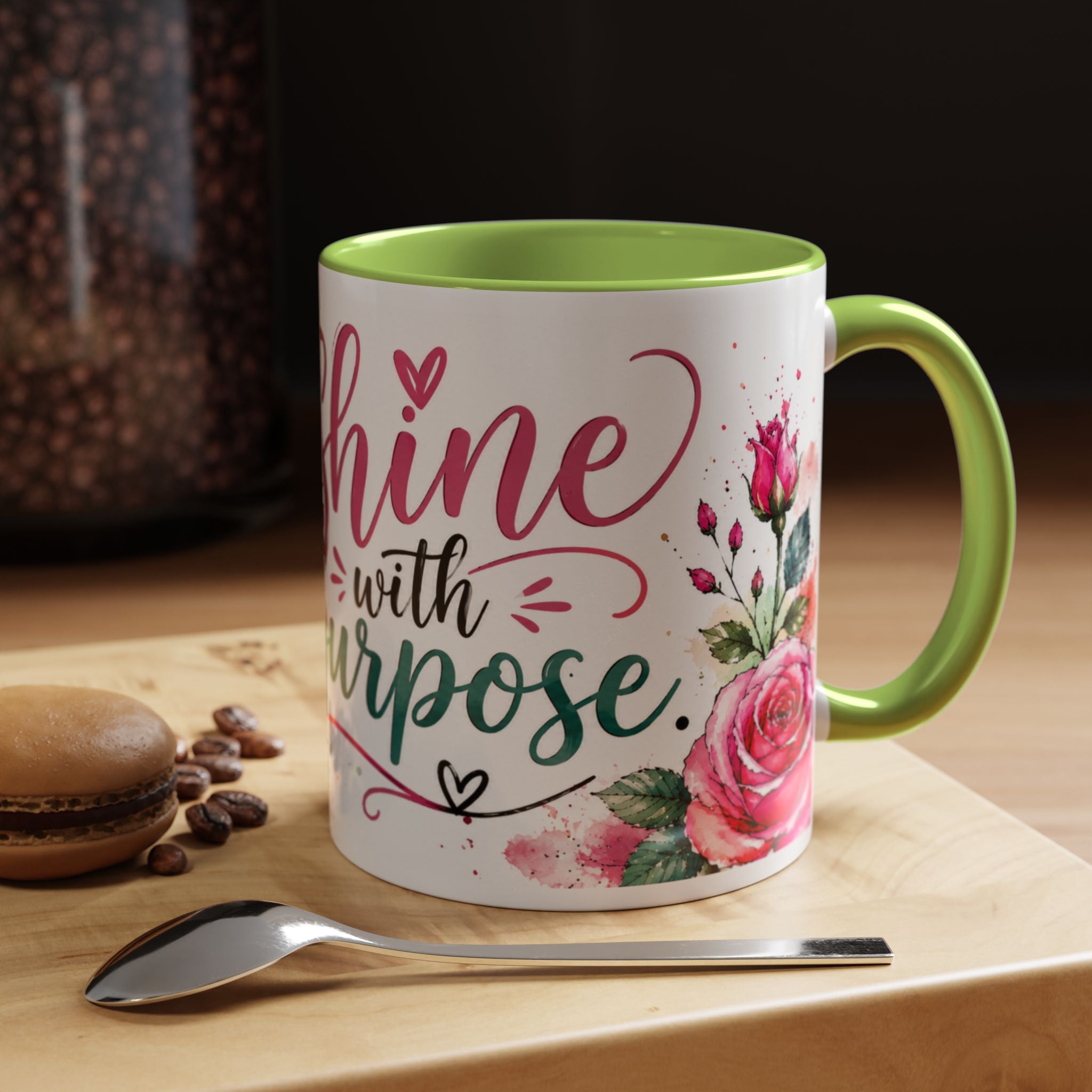 Shine With Purpose Floral Accent Coffee Mug — Inspirational 11oz Ceramic