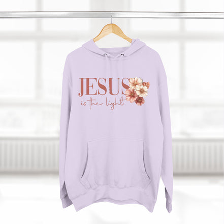 Jesus Is the Light Floral Cross Hoodie — Christian Faith Graphic Hoodie