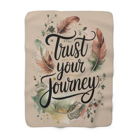 Trust Your Journey Sherpa Blanket — Inspirational Feather Fleece Throw