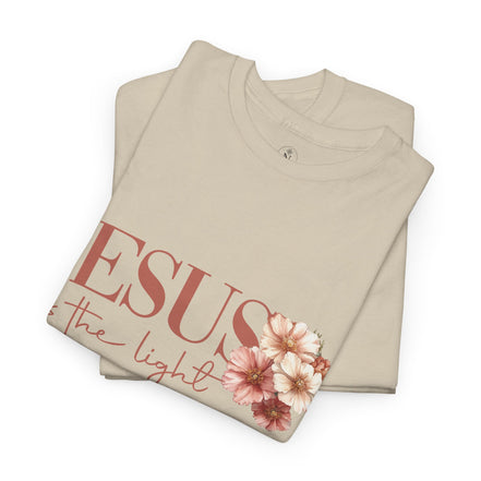Jesus Is the Light T-Shirt — Floral Cross Christian Tee
