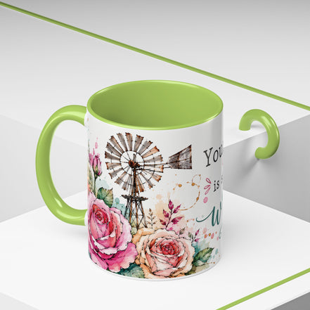 Inspirational Floral Accent Coffee Mug — “Your Story Is Still Being Written”