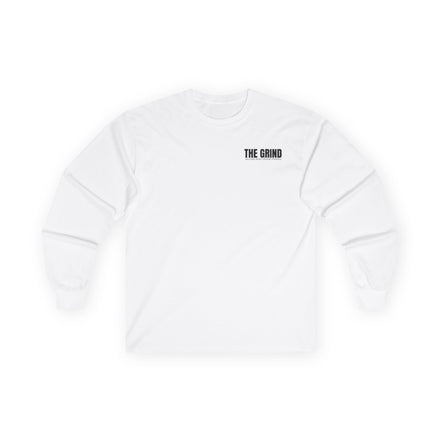 Men's "The Grind" Long Sleeve Tee — Motivational "The Grind" Back Print