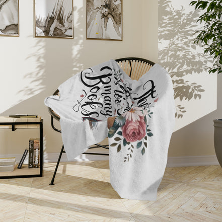 Book Lover Blanket – “There’s No Such Thing as Too Many Books” Velveteen Throw
