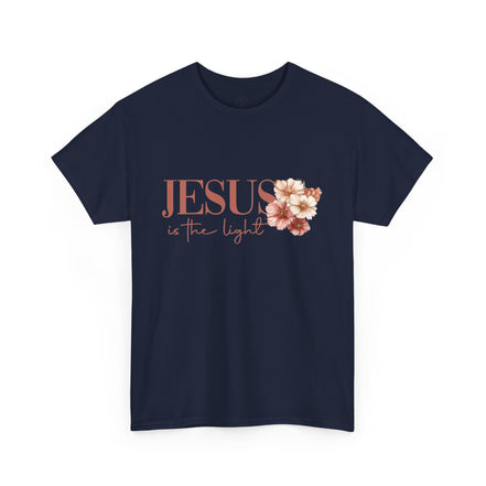 Jesus Is the Light T-Shirt — Floral Cross Christian Tee