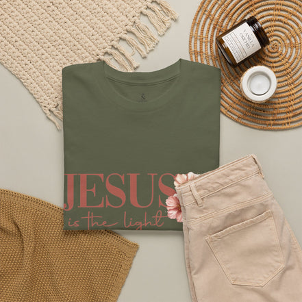 Jesus Is the Light T-Shirt — Floral Cross Christian Tee