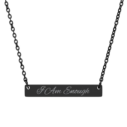 Engraved "I Am Enough" Bar Necklace — Personalized Horizontal Pendant