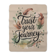 Trust Your Journey Sherpa Blanket — Inspirational Feather Fleece Throw
