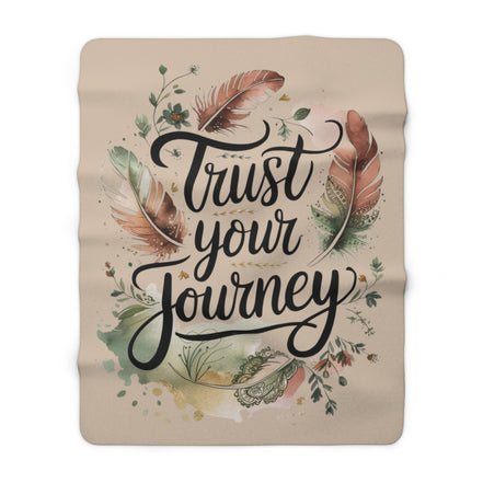 Trust Your Journey Sherpa Blanket — Inspirational Feather Fleece Throw